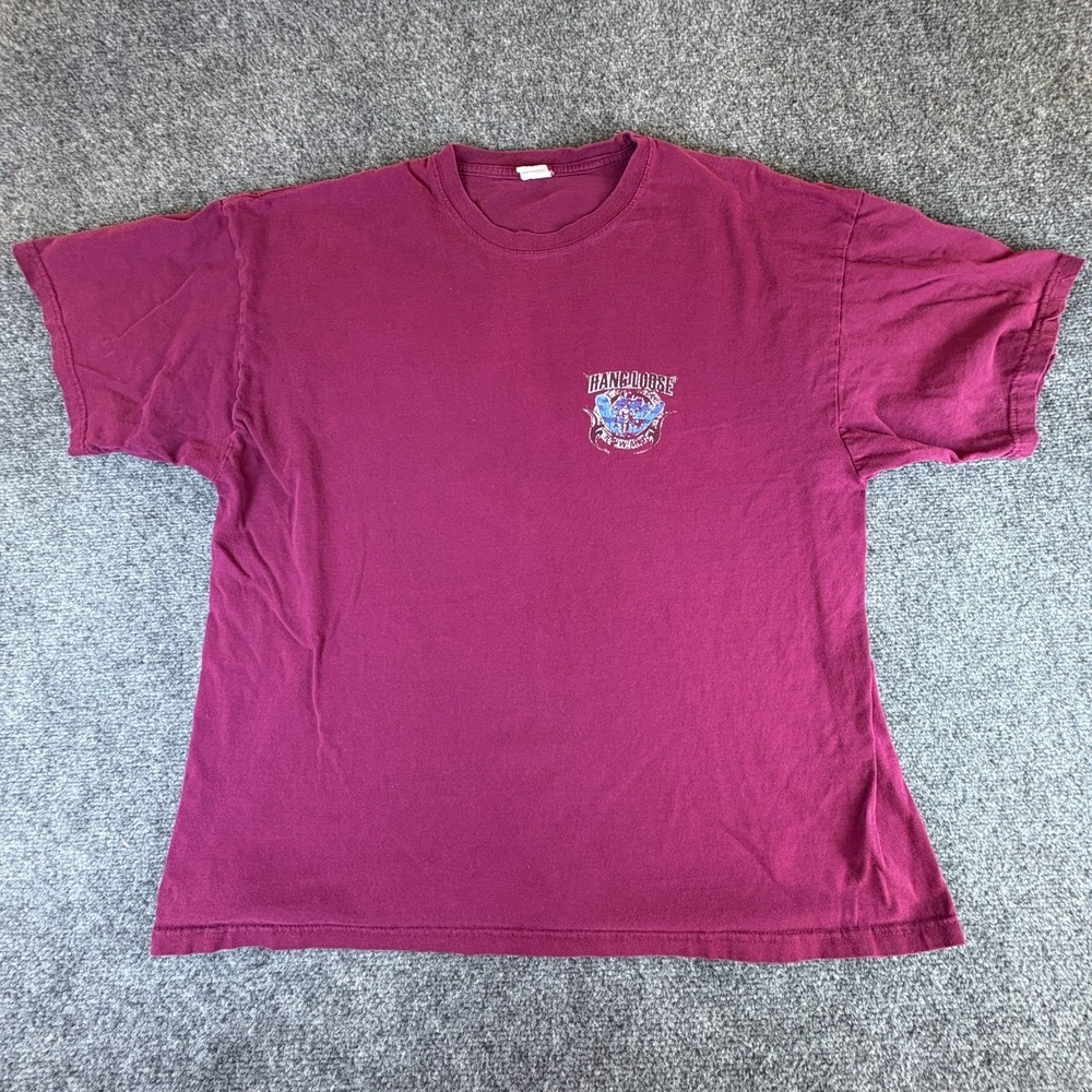Vintage Hang Loose Hawaii T-Shirt Men L Burgundy Shaka Graphic Print READ